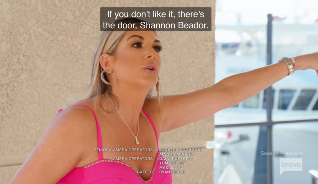 MadBeefs's tweet photo. Alexis says “there’s the door, Shannon Beador” but then she’s the one who walks through the door right after 🥴 #RHOC https://t.co/wyfS1why0x