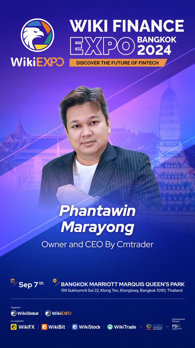 lynn527dd's tweet photo. 🌟 Big Announcement! Meet Phantawin Marayong, Owner & CEO of Cmtrader, at #WikiExpo Bangkok! 🌟
📅 Save the date for this must-attend event! 🚀
👉 Find all the details here: https://t.co/ZYSn3EynBK
#WikiTrade #BangkokEvent #Fintech #Crypto #Networking #FinanceExpo #Cmtrader https://t.co/6YzJOxM1np