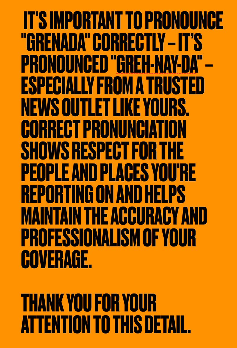 artistSimonF's tweet photo. @BBCNewsroom I appreciate your recent coverage of the aftermath of Hurricane Beryl in Grenada. However, I noticed that the name "Grenada" was repeatedly pronounced as "Granada." https://t.co/Ko866MpT73