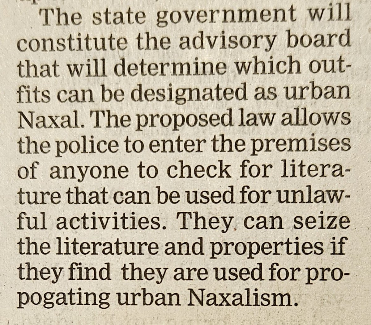 samar11's tweet photo. If this #Maharashtra govt bill is passed, the police can enter your house, look for literature that can be used for "Unlawful activities", which means anything they say promoting "urban naxalism".
Another WhatsApp fantasy criminalised
The Maharashtra Public Security Bill 2024 https://t.co/IbFzbaJbop