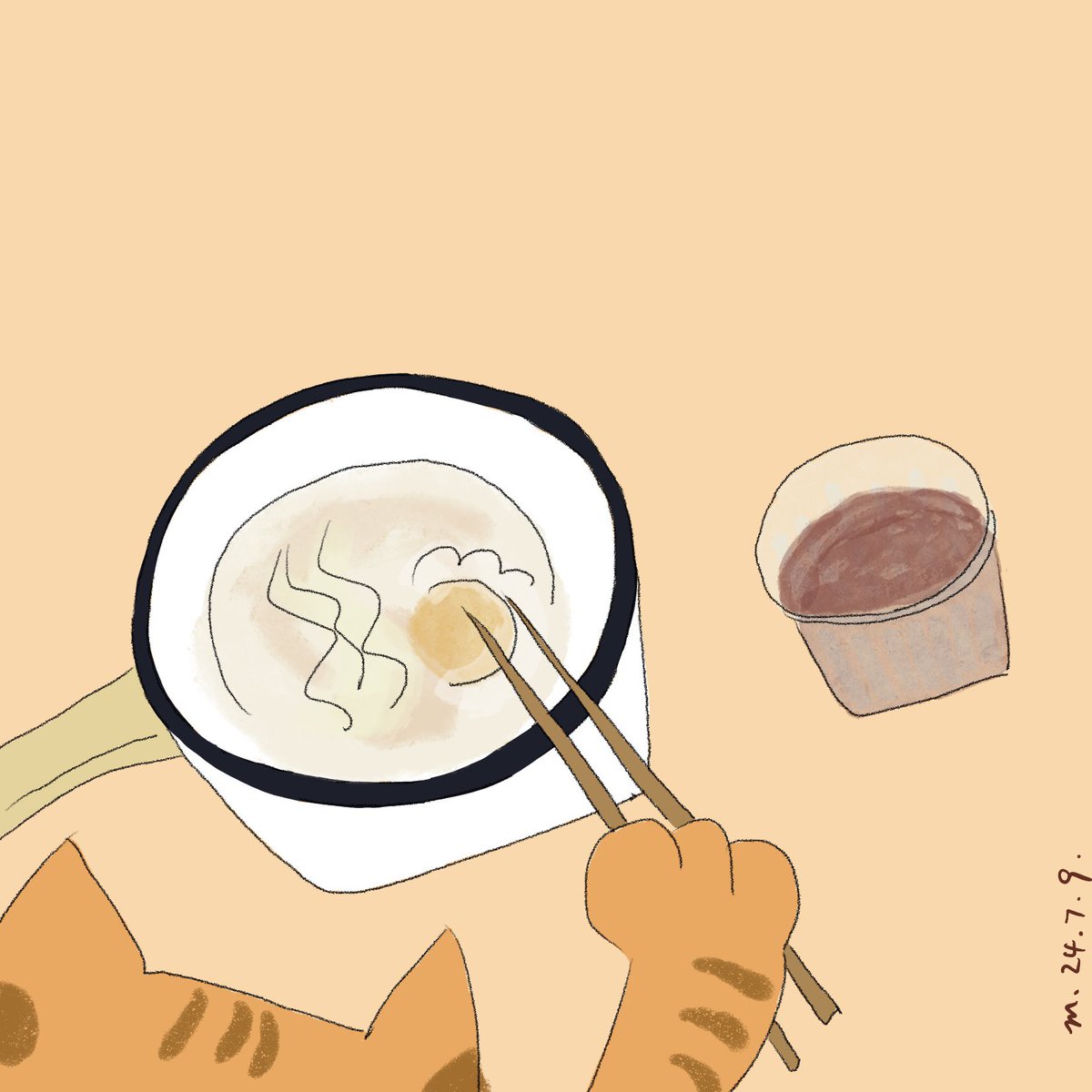 moyin's tweet photo. 夏になると鍋で茹でたインスタントラーメンが食べたくなる。

#illustration  #painting  #drawing  #dailydraw  #sketch 
#ipadart #procreate #onedrawingaday
#らくがき　 #絵日記  #ゆるいイラスト
#イラストレーション #イラスト   #絵

#治愈系插画  #插画  #画画 https://t.co/TTLjoUyGVI