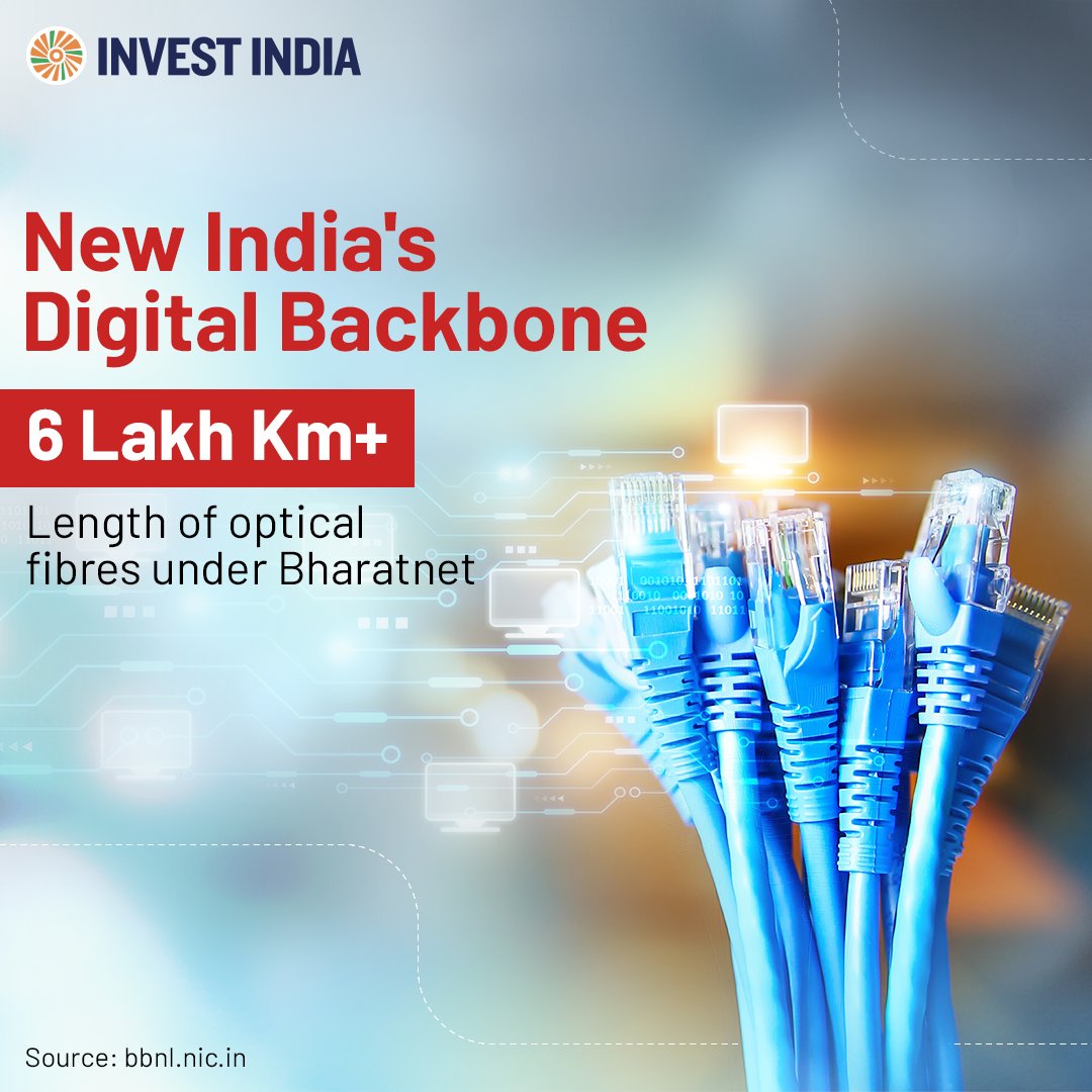 investindia's tweet image. #NewIndia's #opticalfibre network spans a length that could encircle the Earth more than 17 times, symbolising the nation's infrastructural development and presenting outstanding investment #opportunities in the #telecom sector.

Know more bit.ly/II-Telecom

#InvestInIndia