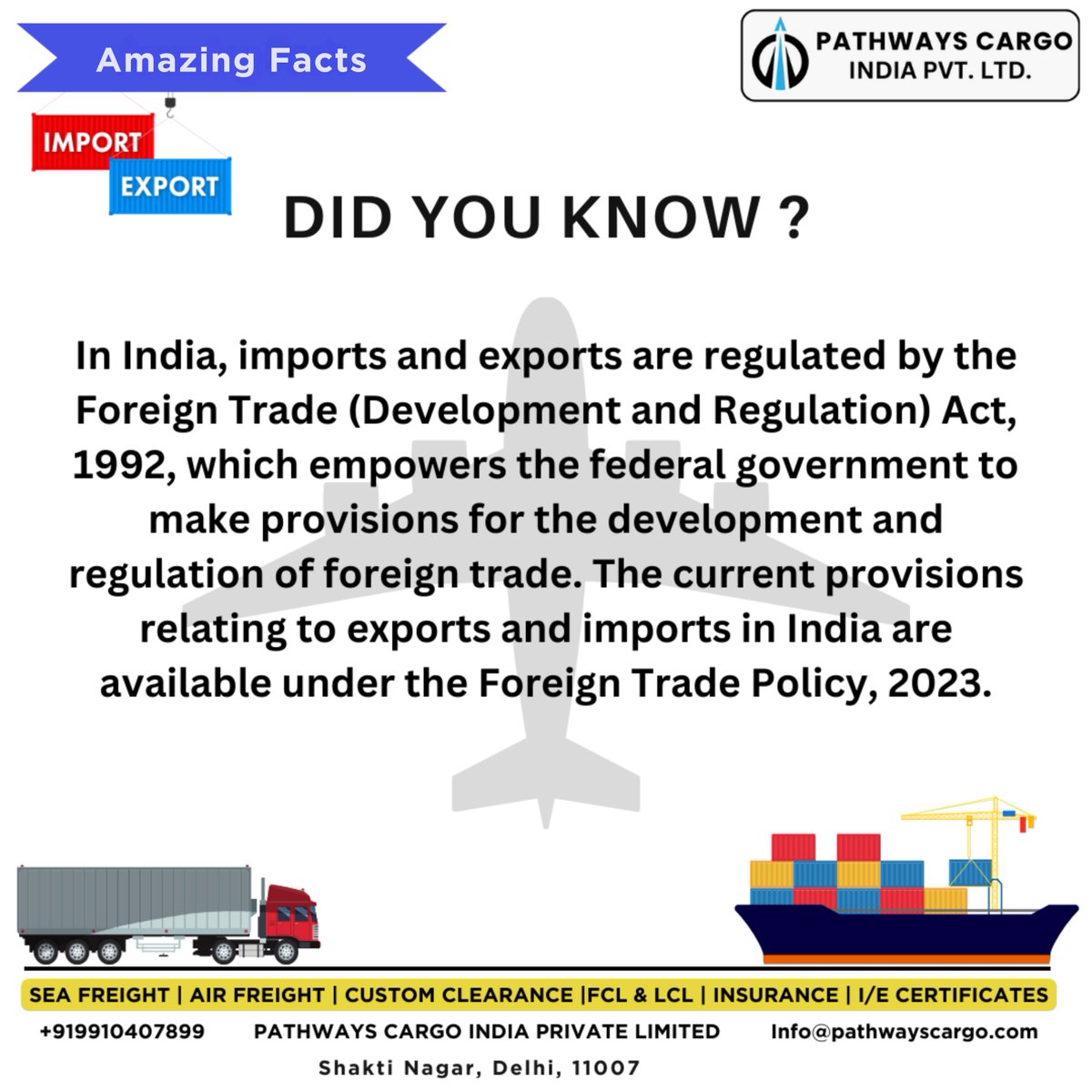 Pathways_Cargo's tweet photo. Analyzing the Evolution of India's Foreign Trade Laws.
#AirCargo #SeaFreight #SupplyChain #Logistics #Transportation #freighters #Sensex #Indian2 #pathwayscargo #sharemarketindia #RC16 #exports https://t.co/IeY5I40Hdo