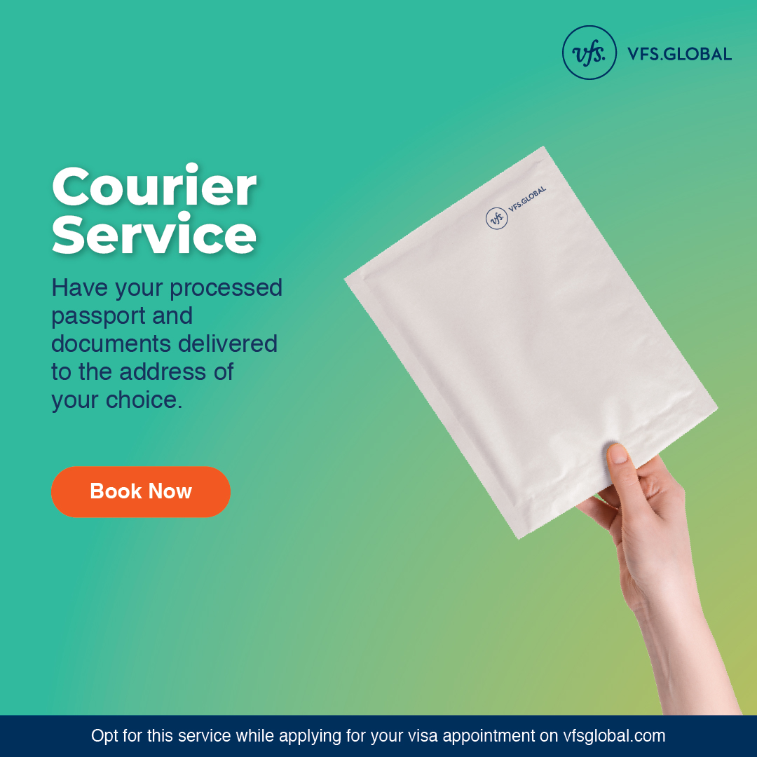 With VFS Global’s optional courier service, applicants can submit their passports for processing from the comfort of their homes and get documents delivered to an address of their choice!
To apply visit: bit.ly/4bEHntB

#VisaServices #CourierServices
