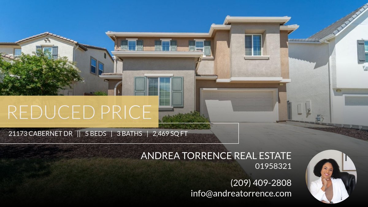 torrencegroup's tweet photo. 📍 Reduced Price 📍 This recently reduced home at 21173 Cabernet Dr in Patterson won't last long, so, don't wait to set up a showing! Reach out here or at (209) 409-2808 for more information!

Andrea Torrence 
HomeSmart PV and Asso... https://t.co/1bHanpIkVS https://t.co/XIHdKOMkCY
