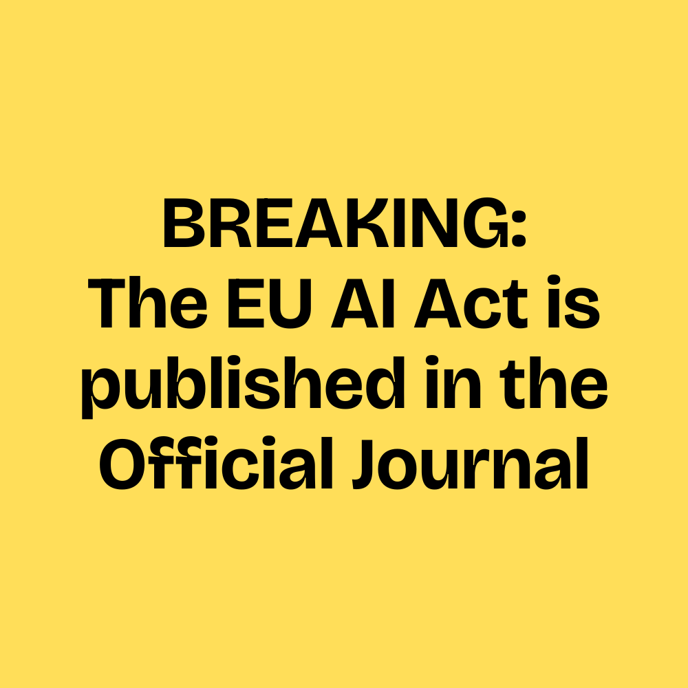 🚨 BREAKING: Today, July 12th, the EU AI Act is published in the Official Journal, and the enforcement countdown starts. Here's what you must add to your calendar:

📌 August 1st, 2024: The AI Act will enter into force;
📌 February 2025: Chapters I (general provisions) &amp; II
