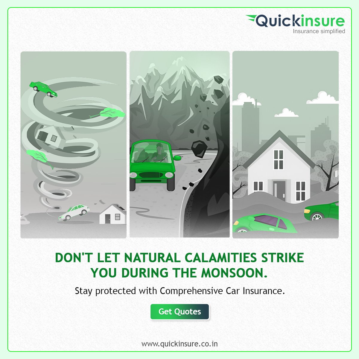 quickinsureInd's tweet image. Shield yourself from natural calamities this monsoon with #ComprehensiveCarInsurance! Protect your vehicle &amp;amp; third-party liabilities with our coverage plans.
Visit bit.ly/3iuGdeB for affordable options.

#Carinsurance #Fourwheelerinsurance #Insurance #BuyNow #Quickinsure