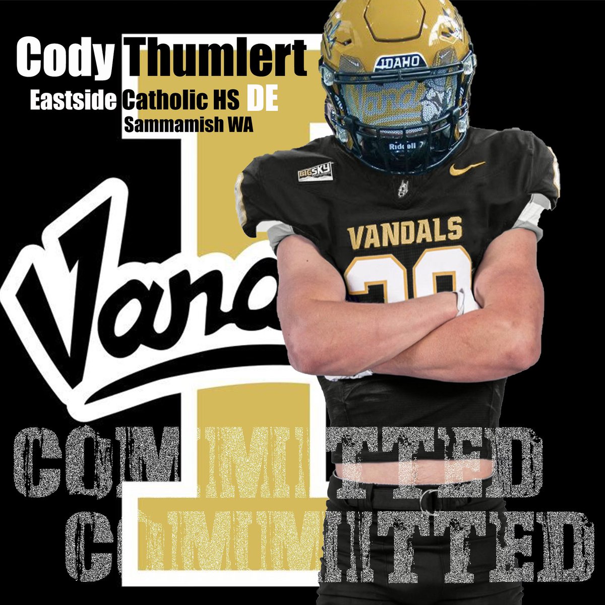 COMMITTED 🟡⚫️ V’s 🆙
I’m honored to announce I’ve committed to the university of Idaho. Incredibly grateful for all the coaches and people who have helped me get to this point. #GoVandals 
<a href="/Coach_Eck/">Jason Eck</a> <a href="/LoniFangupo/">Coach Hebron (Loni) Fangupo</a> <a href="/CoachDtjackson/">Dan Jackson</a> <a href="/BrandonHuffman/">Brandon Huffman</a> <a href="/TFordFSP/">Tracy Ford</a> 
<a href="/VandalFootball/">Idaho Football</a>