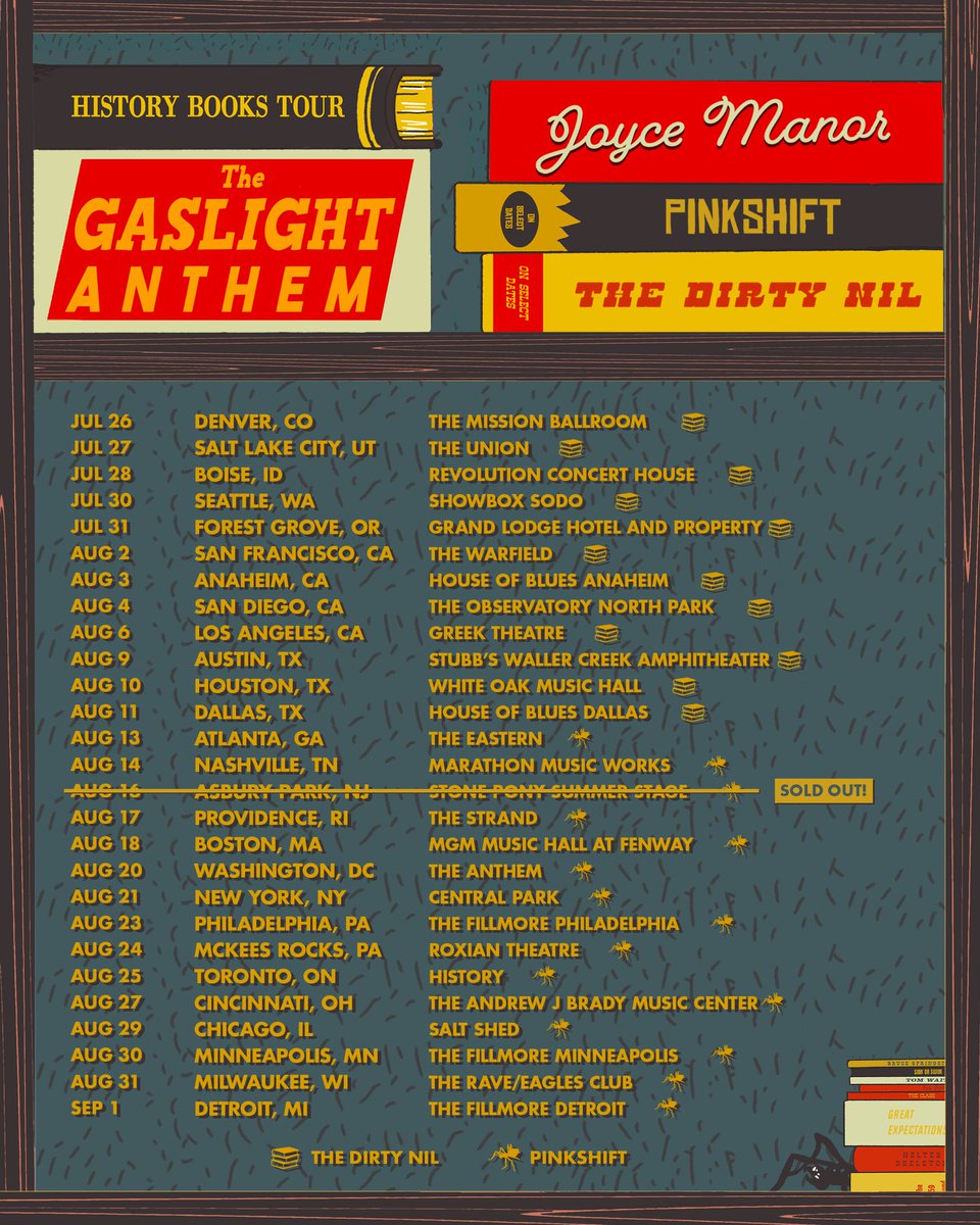 The Gaslight Anthem (@gaslightanthem) on Twitter photo We're wrapping up our tour in Europe + it's been beyond amazing. Can’t believe it's only TWO WEEKS until we start the History Books Tour! We're having <a href="/JoyceManor/">Joyce Manor</a>, <a href="/pinkshiftmd/">pinkshift</a>, and <a href="/thedirtynil/">The Dirty Nil</a> come along with us to this party. LET’S GOOOOO! thegaslightanthem.com/tour We're wrapping up our tour in Europe + it's been beyond amazing. Can’t believe it's only TWO WEEKS until we start the History Books Tour! We're having <a href="/JoyceManor/">Joyce Manor</a>, <a href="/pinkshiftmd/">pinkshift</a>, and <a href="/thedirtynil/">The Dirty Nil</a> come along with us to this party. LET’S GOOOOO! thegaslightanthem.com/tour
