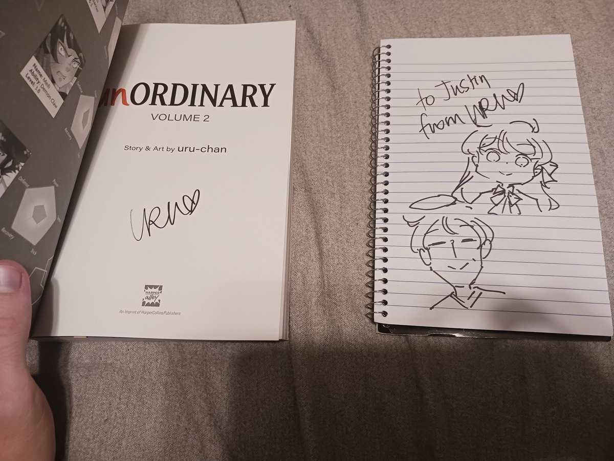 FreakyFeline11's tweet photo. Been a long day, but im finally home with my new addition to my signature book and a signed copy of a great webtoon as well. Thanks so much, @uruchanOFR, and I hope you like the Pikachu pen :) https://t.co/vn33Ba2xEd