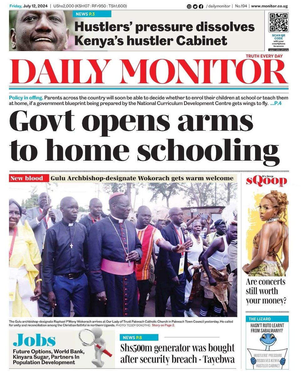 MwanzoTvPlus's tweet photo. UGANDA: Magazetini Leo ...

Daily Monitor, New Vision, Bukedde

Ijumaa, Julai 12, 2024 https://t.co/8fCBSSlKBJ