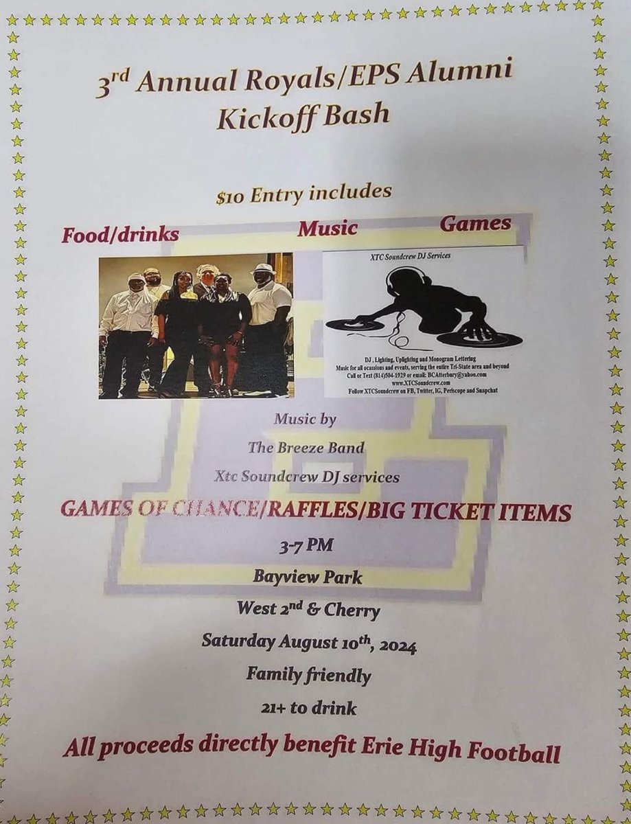 royals_erie's tweet photo. Come join us for the 3rd annual kickoff bash on August 10 !!! https://t.co/awNuTxNAOz