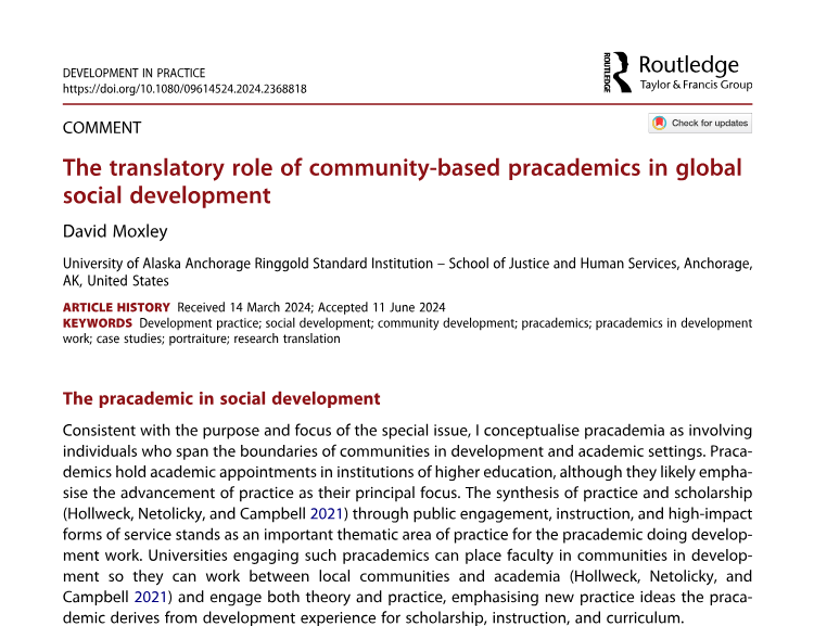 Development in Practice (@dipdsaa) on Twitter photo Our latest in DiP as part of the forthcoming special issue Pracademics as Change Agents (eds. Alan Fowler, Angela Crack, <a href="/FainaDiola/">Faina Lucero Diola</a>, <a href="/inespousadela/">Ines Pousadela</a>, Willem Elbers), David Moxley considers how community based #pracademics take on a translatory role: doi.org/10.1080/096145… Our latest in DiP as part of the forthcoming special issue Pracademics as Change Agents (eds. Alan Fowler, Angela Crack, <a href="/FainaDiola/">Faina Lucero Diola</a>, <a href="/inespousadela/">Ines Pousadela</a>, Willem Elbers), David Moxley considers how community based #pracademics take on a translatory role: doi.org/10.1080/096145…