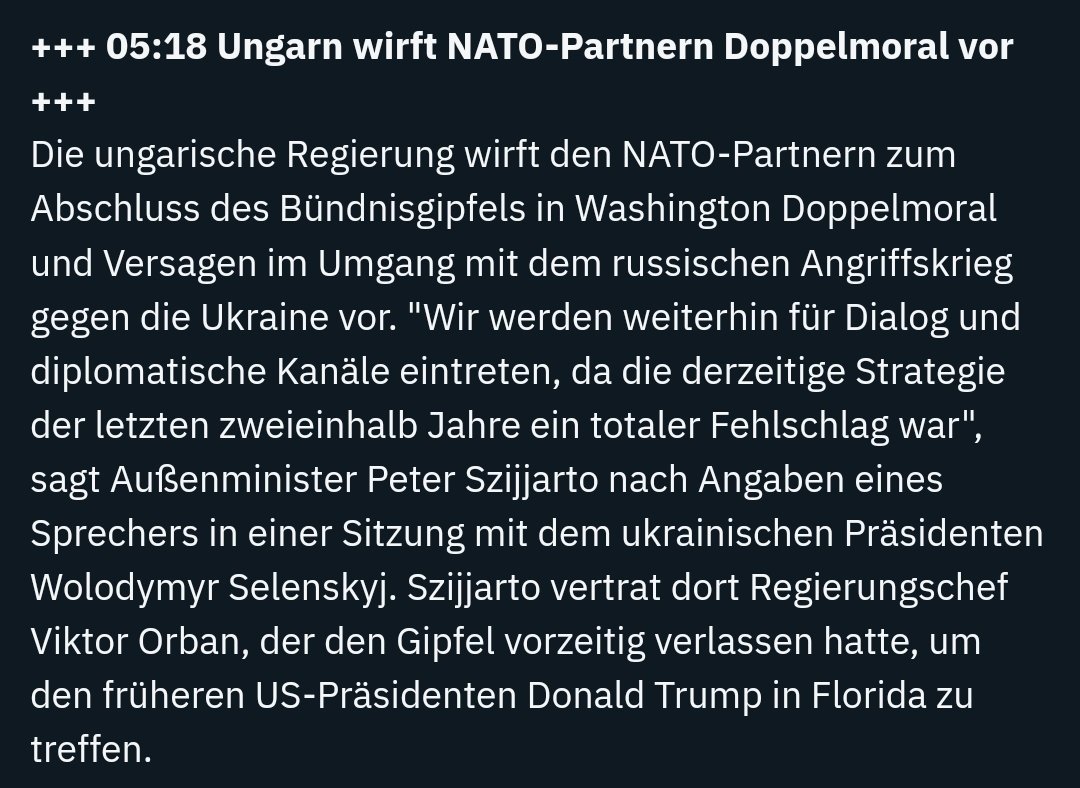 Wer zeigt hier Doppelmoral? Wer traf die Führer aus 2 Schurkenstaaten und einen Ex Präsidenten der ein Land in das Chaos eines Bürgerkriegs stürzen wollte? #Orban #Ungarn #NATOforUkraine
Ich sehe Ungarn nicht als verlässlichen Natopartner!!!