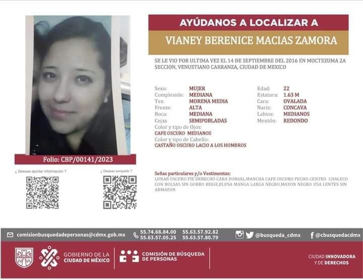 Fridaguerrera's tweet photo. ATENCIÓN #Berenice esta desaparecida desde 2016. Pocas personas nos ayudan a compartir su volante de búsqueda. Por favor así como hacen virales casos de personas "desaparecidas sin datos". Háganlo con quien sí, tiene denuncia oficial. #HastaEncontrarteVianeyBerenice https://t.co/q0HloMLJNQ