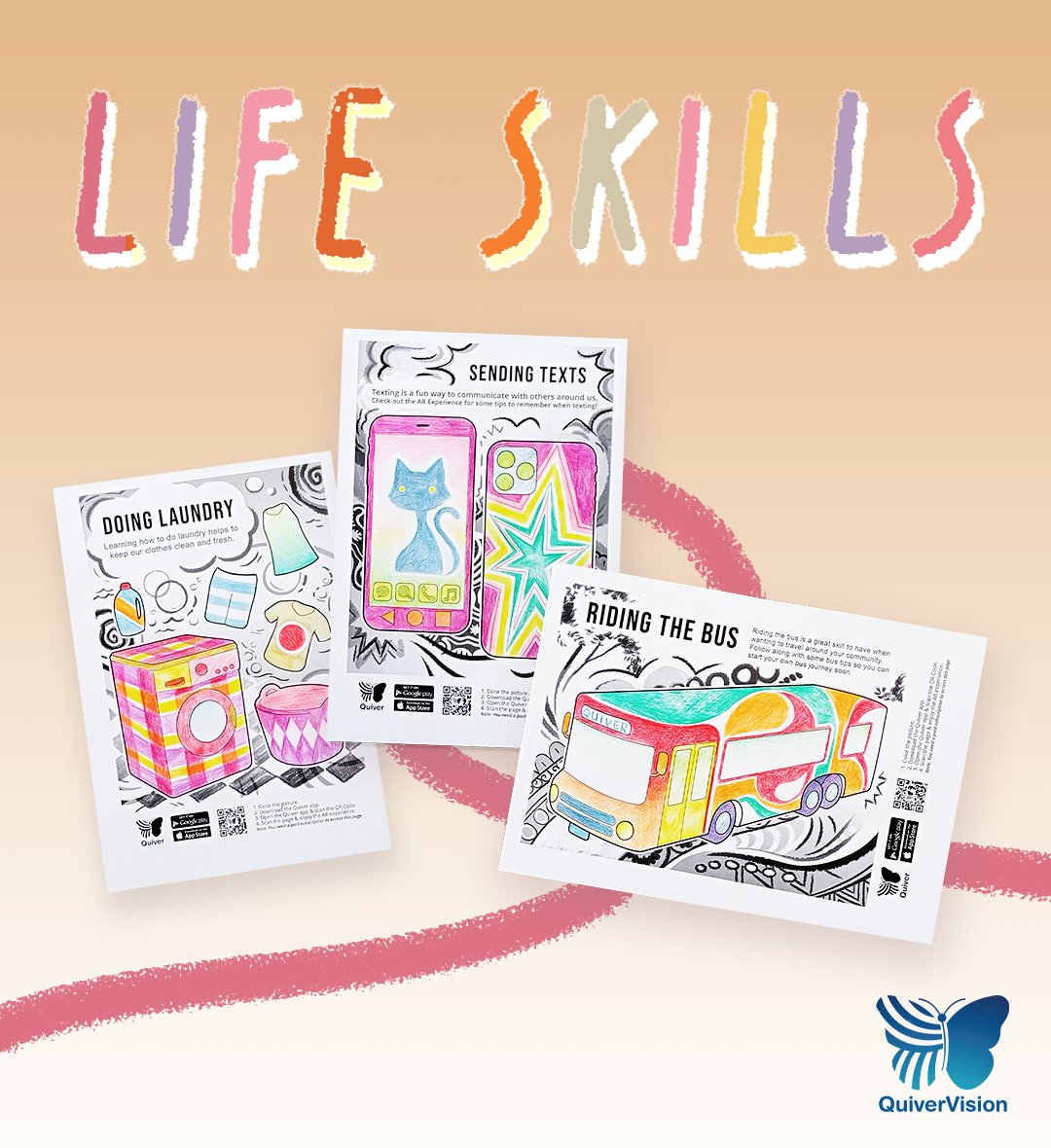 quivervision's tweet image. Get ready to make everyday tasks easier &amp;amp; more enjoyable with Quiver! Discover essential #lifeskills in a fun &amp;amp; engaging way. 🌟 Check the new life skills pack on our website: quivervision.com/coloring-packs…

#laundry #texts #busride #education #stem #steam @teachergoals #edtech #quiver