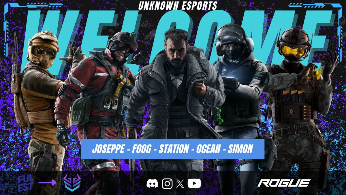 🏆Bringing out the Big Guns🏆
<a href="/TeamFullestR6/">Team Fullest R6</a> x <a href="/Unkn0wn_Esports/">Unkn0wn_Esports</a> 
Welcome the new Unkn0wn Esports Academy Roster

🔫<a href="/oceanR6s/">ocean</a>
🔫<a href="/Fo0gR6/">Fo0g.FUL</a>
👑<a href="/StationToo/">Station</a>
🔫<a href="/JoseppeR6/">Joseppe</a>
🔫<a href="/S1monR6/">SimonR6</a>

🧩 <a href="/Splashtail_/">Splashtail🧠</a> (C)

Catch Their Debut Saturday @ 8pm est in <a href="/mukbangleague/">MukBang R6</a>