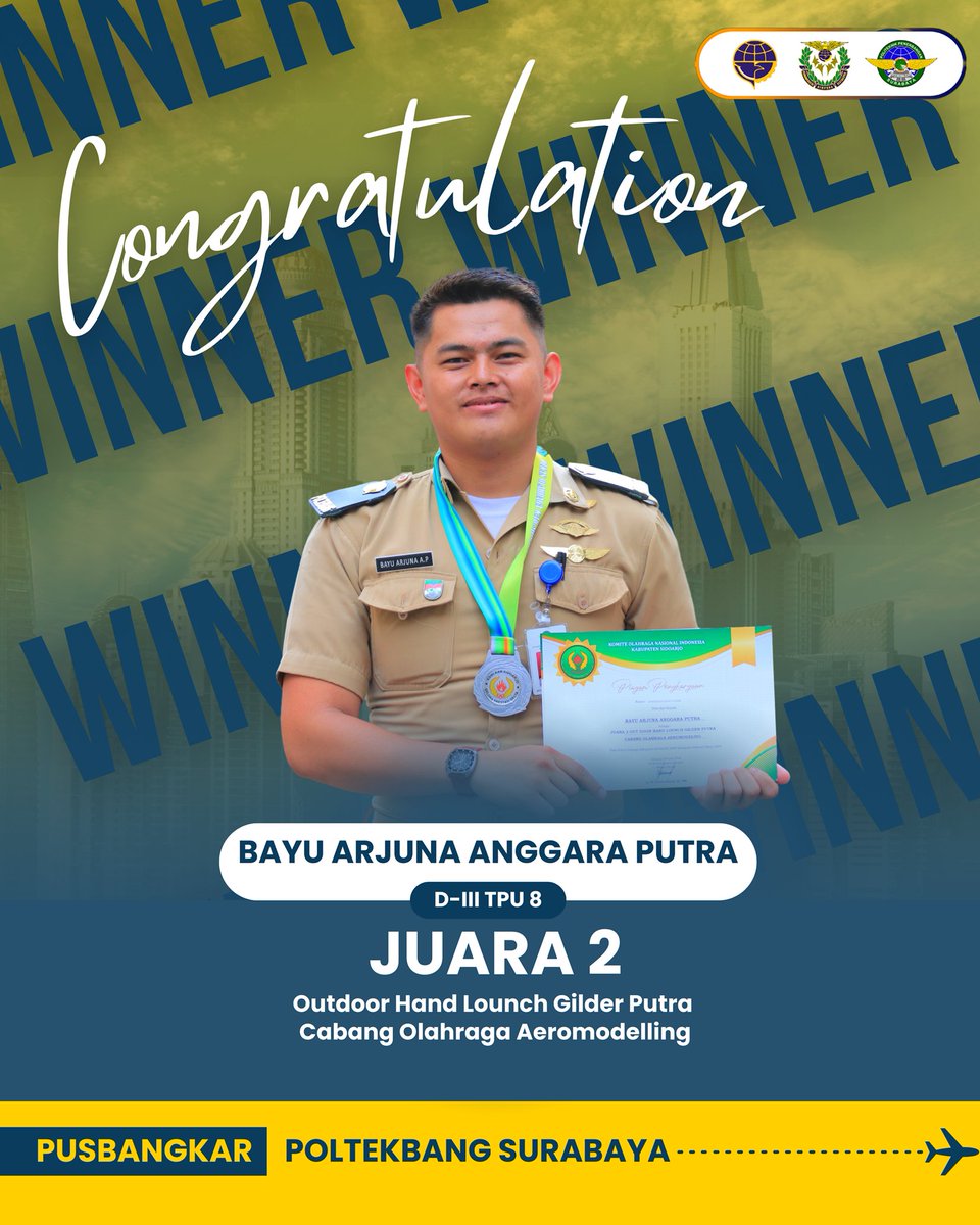 poltekbangsby's tweet photo. 🏆 TARUNA BERPRESTASI 🏆

Prestasi kembali diukir oleh para taruna/i Poltekbang Surabaya dalam lomba Aeromodelling. Apa aja sih prestasi yang telah diraih?

Wahh keren sekali ya prestasi yang telah diraih para taruna/i kali ini. https://t.co/1OGxLQeQ1L