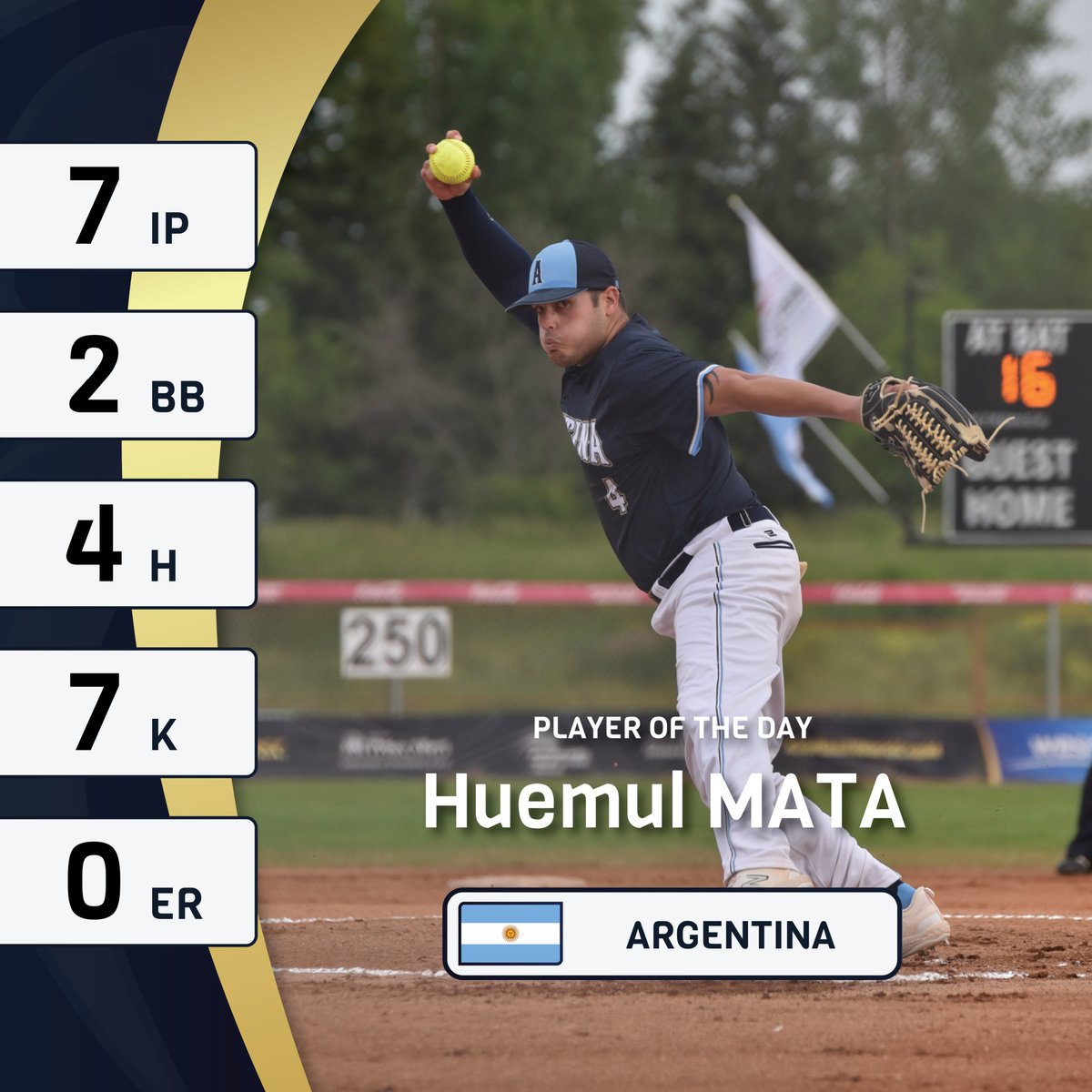 😤🇦🇷 What a performance by Huemul Mata. Mata is our WBSC Player of the Day!

#SoftballWorldCupM