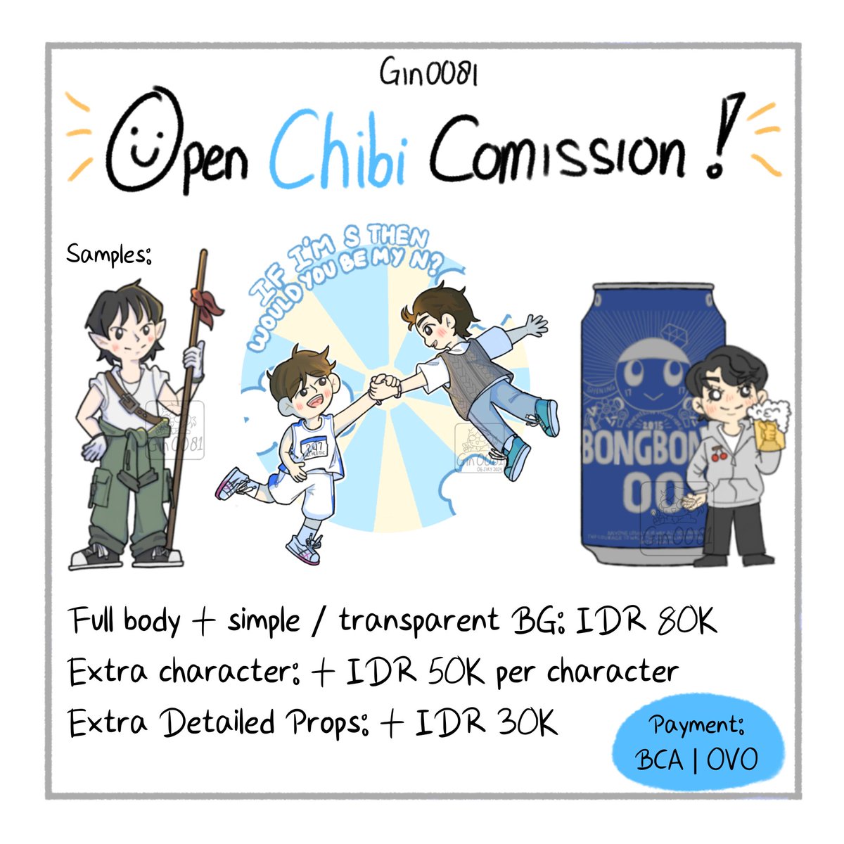 gin0081's tweet photo. Hello!! I am opening chibi Commission! I am opening commission because i have been demoted from full time to part time, which means i get paid less in my day job but i need to pay my bills. 

I am opening 3 slot for this month, if you are interested, you can contact me via PC💖💖 https://t.co/0g3X0aFocq