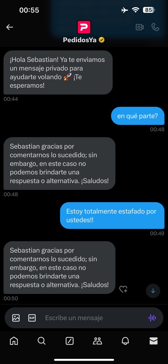 schiappacaseba's tweet photo. @pedidosya @SERNAC @SII_Chile @BancoEstado Si, y esta es su respuesta a su “solución” https://t.co/ZGsHbkfLvk
