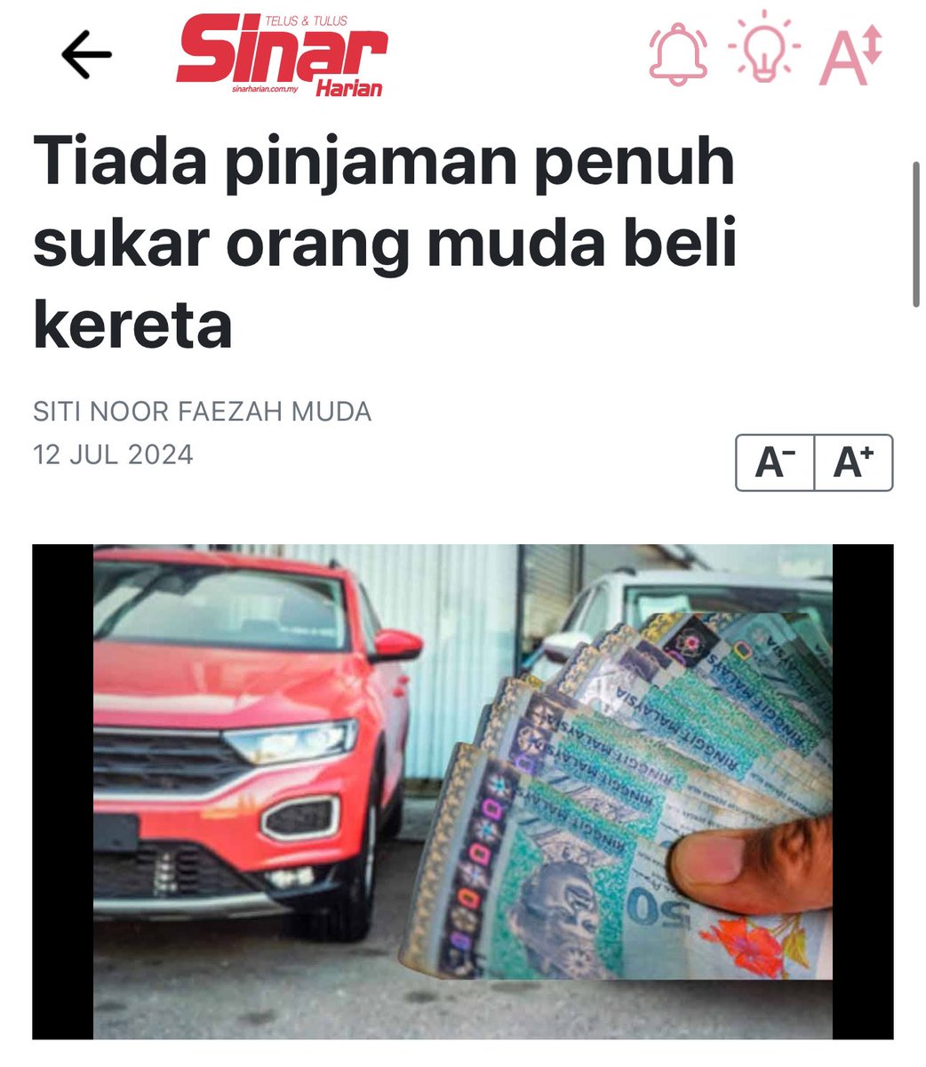HezeriSamsuri's tweet photo. Sejak bila kita boleh loan 100% untuk kereta?

Dari dulu lagi, max hire purchase amount ialah 90% sahaja.

Selama ni, salesman submit harga dgn accessories or variant tinggi supaya kau dapat full loan.

Percayalah, loan 100% is not really good. Infact loan 90% pun many countries are giving it in a very careful manner sebab kereta ni nilai dia merudum.

Dah la loan 9 tahun, negara lain maximum 7 tahun je.

Either educate the consumers or bring the car prices lower kalau gomen nak orang happy.

https://t.co/OpskSVWwdQ