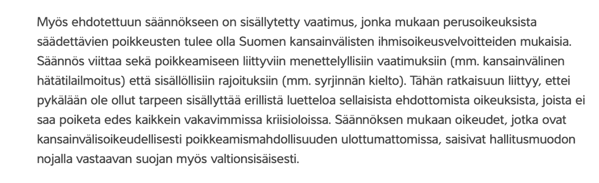 MartinScheininF's tweet photo. 5/@HVestman ja @OjalaNiemela viittaukset esitöihin ja asiantuntijalausuntoihin ovat sepitettä. Tässä ovat vasemmalla nykyiset PL 22 ja 23.1 § ja oikealla se mitä niiden esitöissä (HE 309/1993 vp; HM 16 a §:n yksityiskohtaiset perustelut) sanottiin niiden tarkoituksesta https://t.co/ISZVbzJnIA