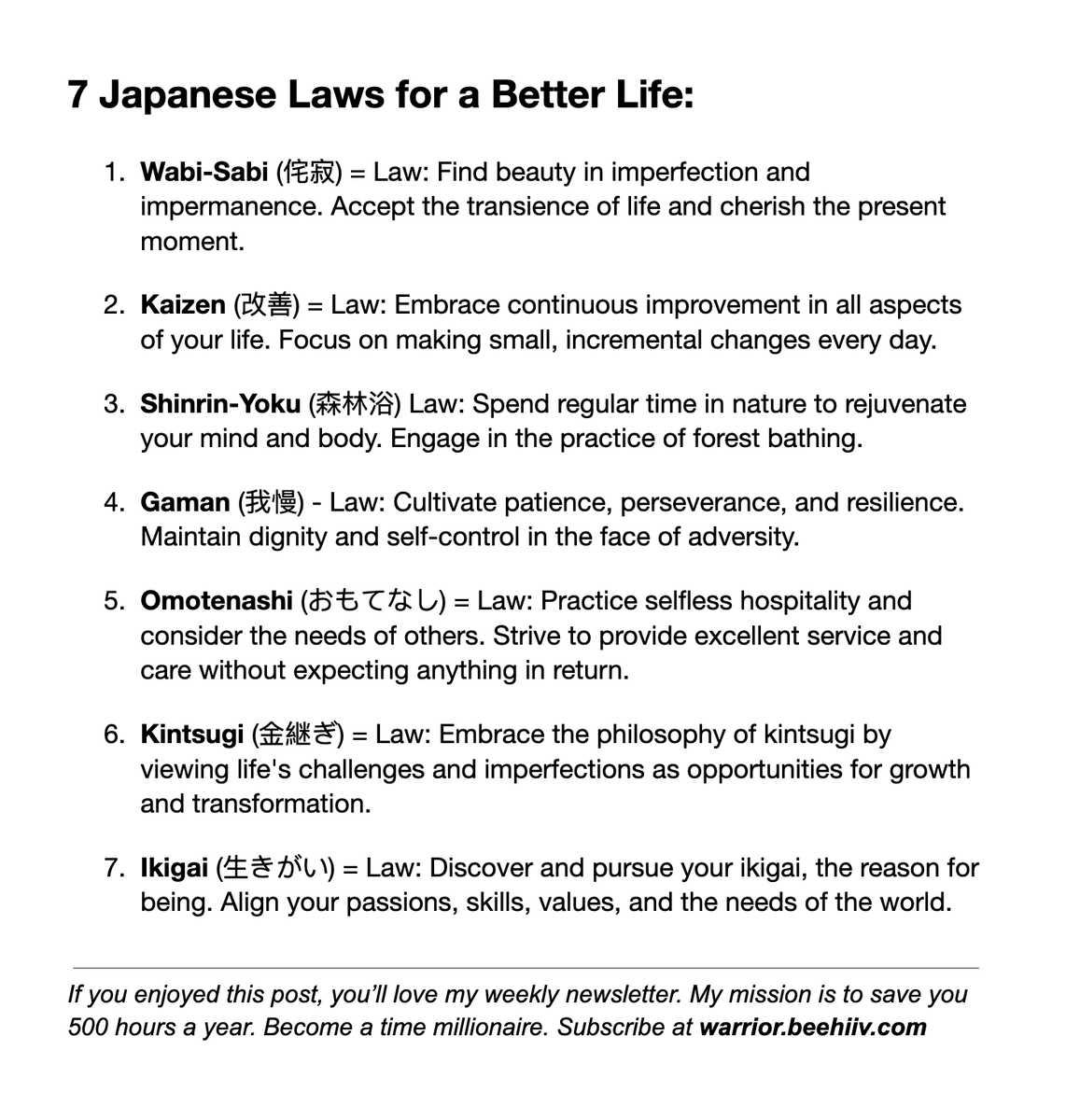 7 Japanese Laws for a Better Life: