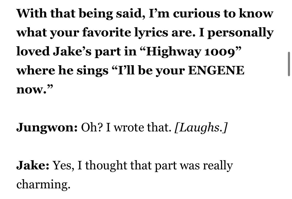 EN7ernally's tweet photo. jungwon wrote the line “i’ll be your engene now” in highway 1009 😭🤍 https://t.co/VHs8VDwpmg