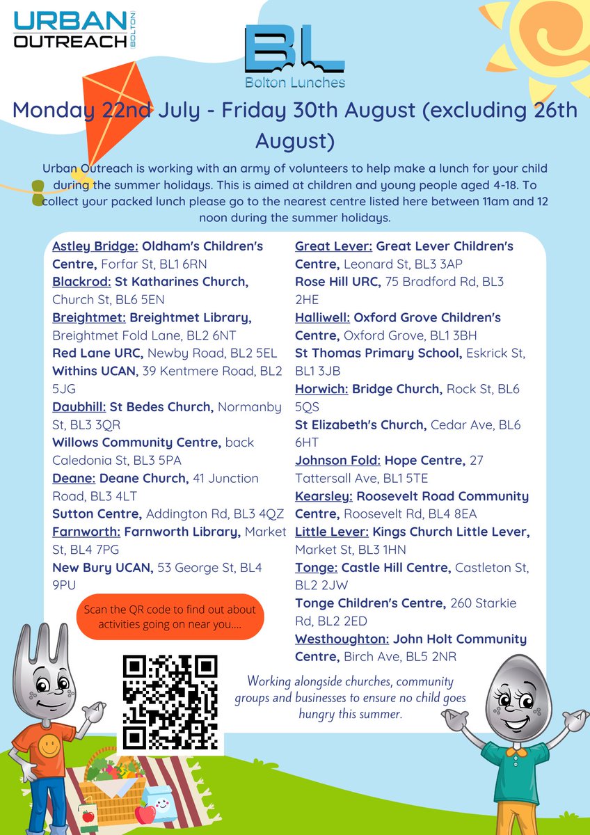 Free lunches available over the summer holidays from the amazing <a href="/UrbanOutreachUK/">Urban Outreach</a>
