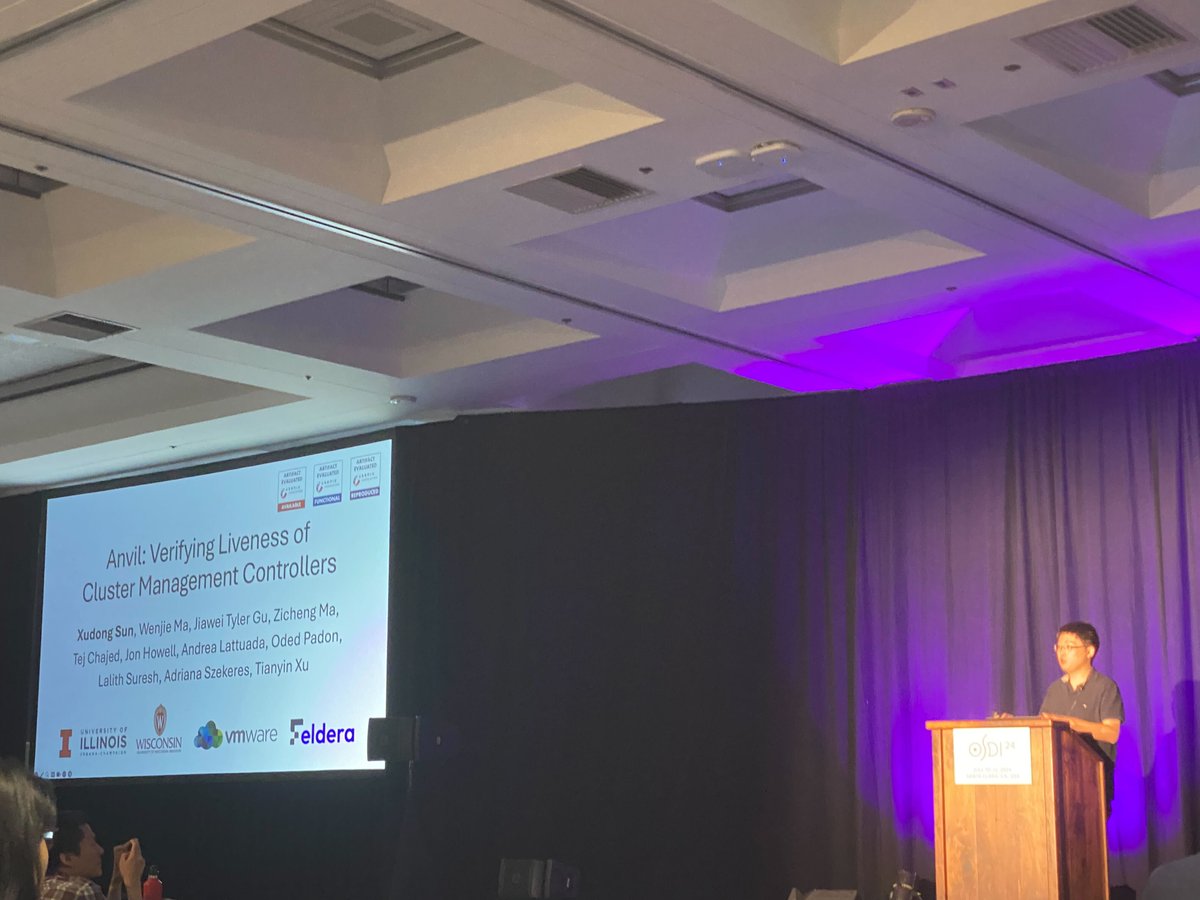 Tianyin Xu (@tianyin_xu) on Twitter photo Xudong Sun (<a href="/xu_dong_sun/">Xudong Sun</a>) from @IllinoisCS gave a great talk for his work on building formally verified cluster management (like #Kubernetes) controllers towards provably correct cloud infra. The paper receives a Jay Lepreau best paper at #OSDI and is at
usenix.org/conference/osd… Xudong Sun (<a href="/xu_dong_sun/">Xudong Sun</a>) from @IllinoisCS gave a great talk for his work on building formally verified cluster management (like #Kubernetes) controllers towards provably correct cloud infra. The paper receives a Jay Lepreau best paper at #OSDI and is at
usenix.org/conference/osd…