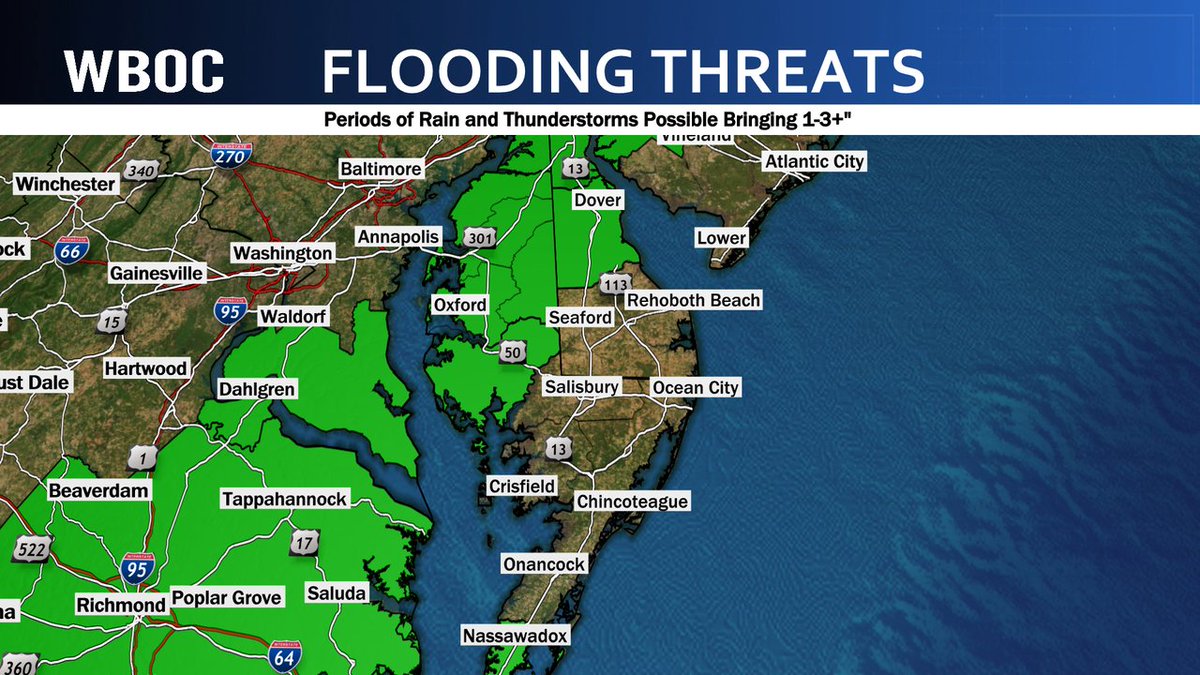 Flood Watch is up for parts of Delmarva for today into Saturday. Why the entire Peninsula is not under this flood watch confuses me, but this is where we are at the moment. We have already a good bit rain across the area overnight with a lot more possible the next 36 hours.
