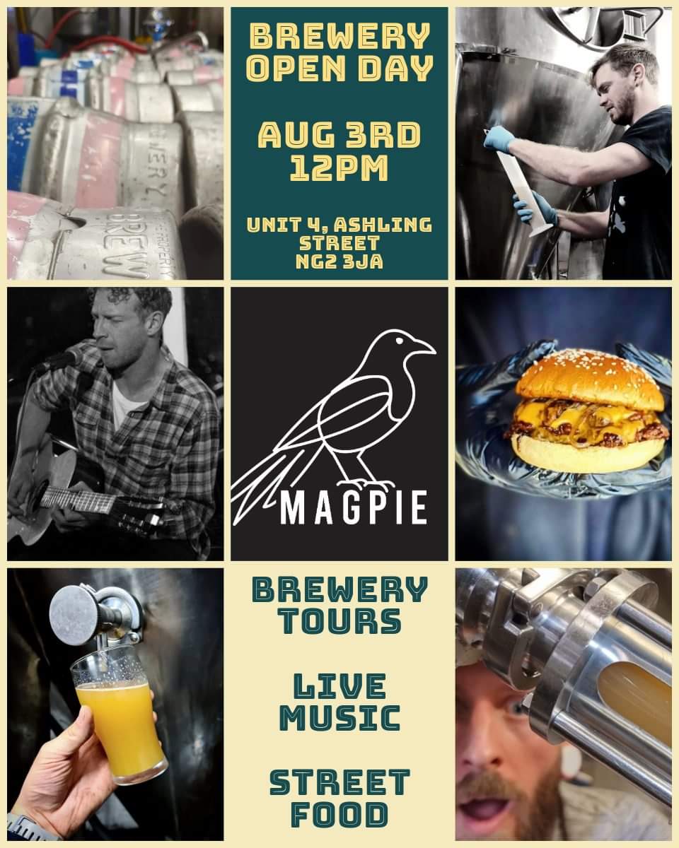 3 weeks tomorrow!

Free parking
Kids and dogs welcome
Cask
Keg
Soft drinks and Cider 

#taproom #brewery #EVENT #nottingham #magpie #realale #CraftBeer #weekend