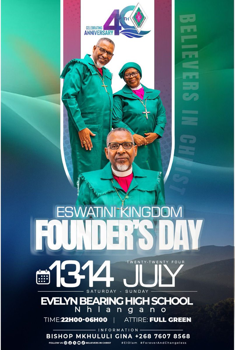 Believers_sa's tweet photo. Shalom bazalwane,
Kindly receive the Eswatini Kingdom Founder’s day poster for your attention. Stay blessed
#ElOlam #ForeverAndChangeless https://t.co/nGXzklU4O7
