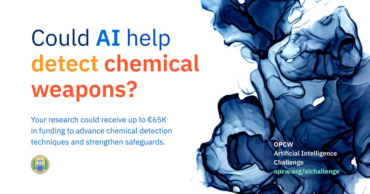 📣 Attention researchers and scientists! OPCW is seeking proposals on how AI can be used to help strengthen OPCW's approach to verification, develop advanced tools for OPCW missions, and fill critical knowledge gaps.

💰 4 grants available up to €65k each
📆 Submission deadline: