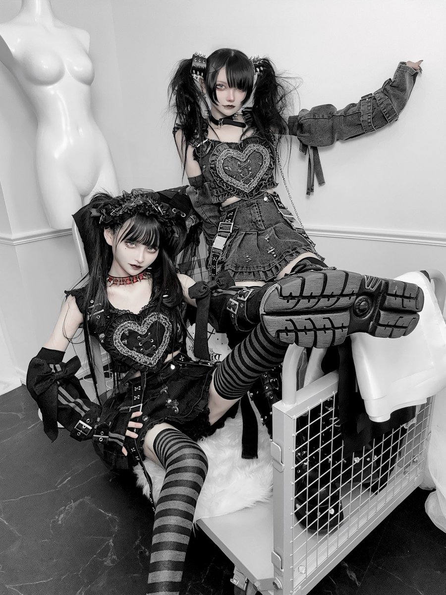 HIDOLATRAL y2kデニムハートビスチェ GRAY y2kデニムハートビスチェ