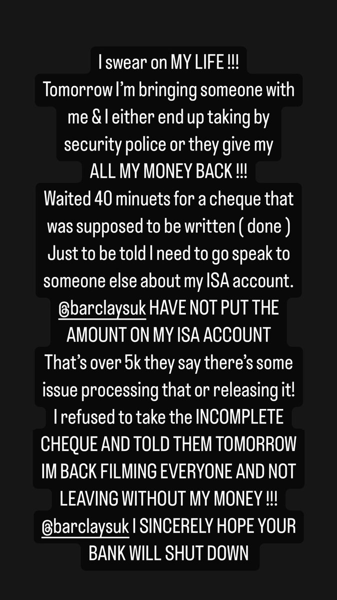 Im_AndreiRo's tweet photo. @BarclaysUK @BarclaysUKHelp @Barclays 
CLOSING YOUR ACCOUNTS WITH NI EXPLANATION!!! 
3 weeks later I’ve still not received my money back. Direct debits messed up, no communication no money!
SHAME ON YOU &amp; THIS BANK 
14 years I was your client !!! https://t.co/mOdQipzYdT