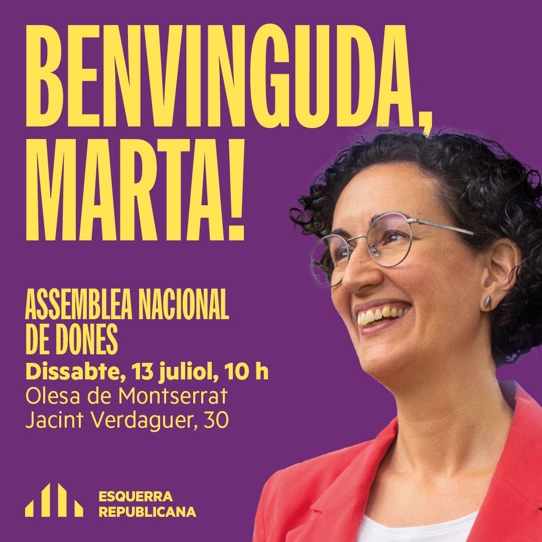 Ens veiem demà dissabte a les 10h a l’escorxador per donar la benvinguda a la nostra Secretària General, Marta Rovira i Vergés‼️
Tothom hi es benvingut!!
