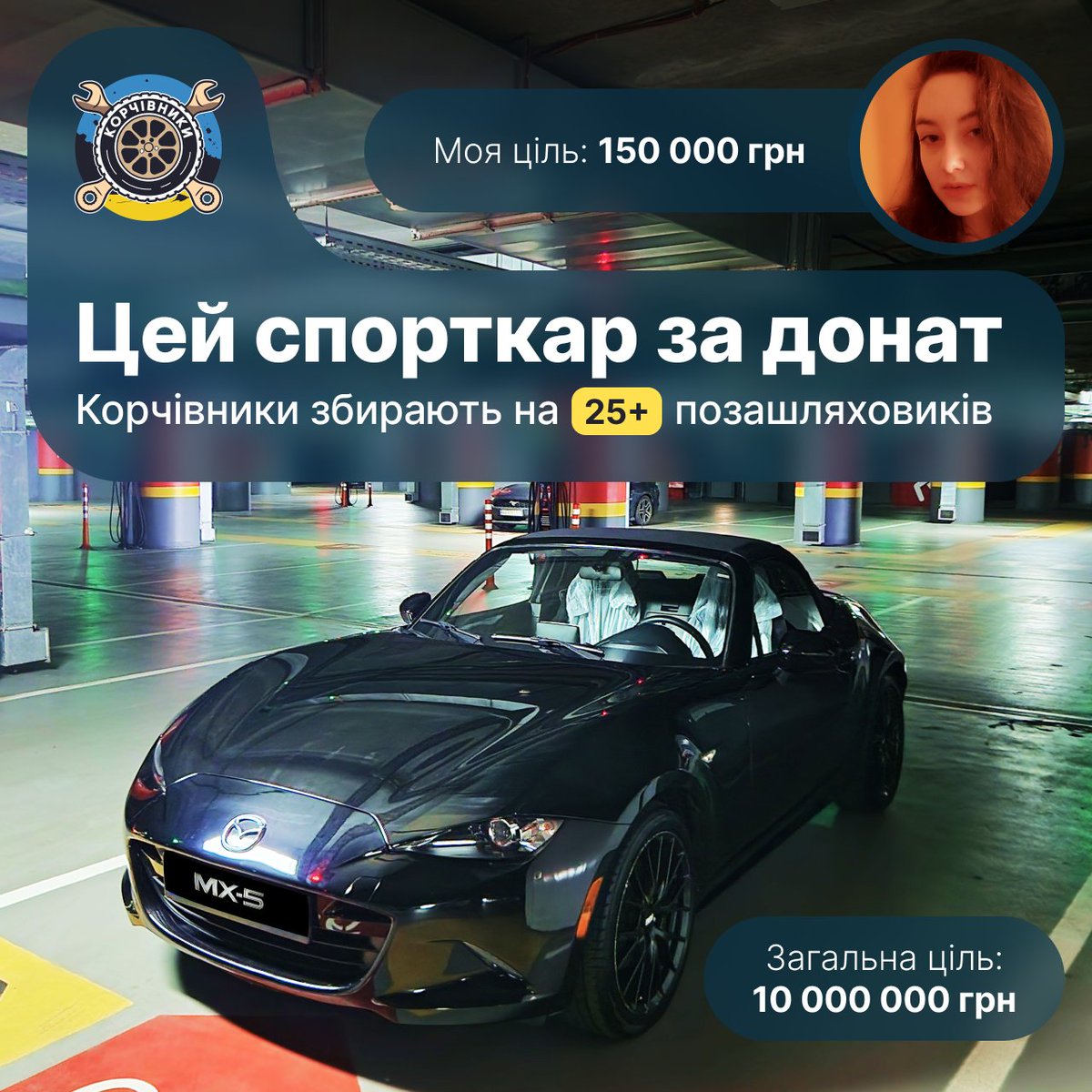 ЗБІР ЗБІР ЗБІР 
🔥 Отримай найпопулярніший родстер у світі Mazda MX-5 за донат на військо

Волонтерська спільнота Корчівники, яка передала вже понад 60 авто, збирає 10 мільйонів гривень для купівлі 25+ позашляховиків для 20+ підрозділів ЗСУ та ГУР. 
send.monobank.ua/jar/6vLpfpMKVC