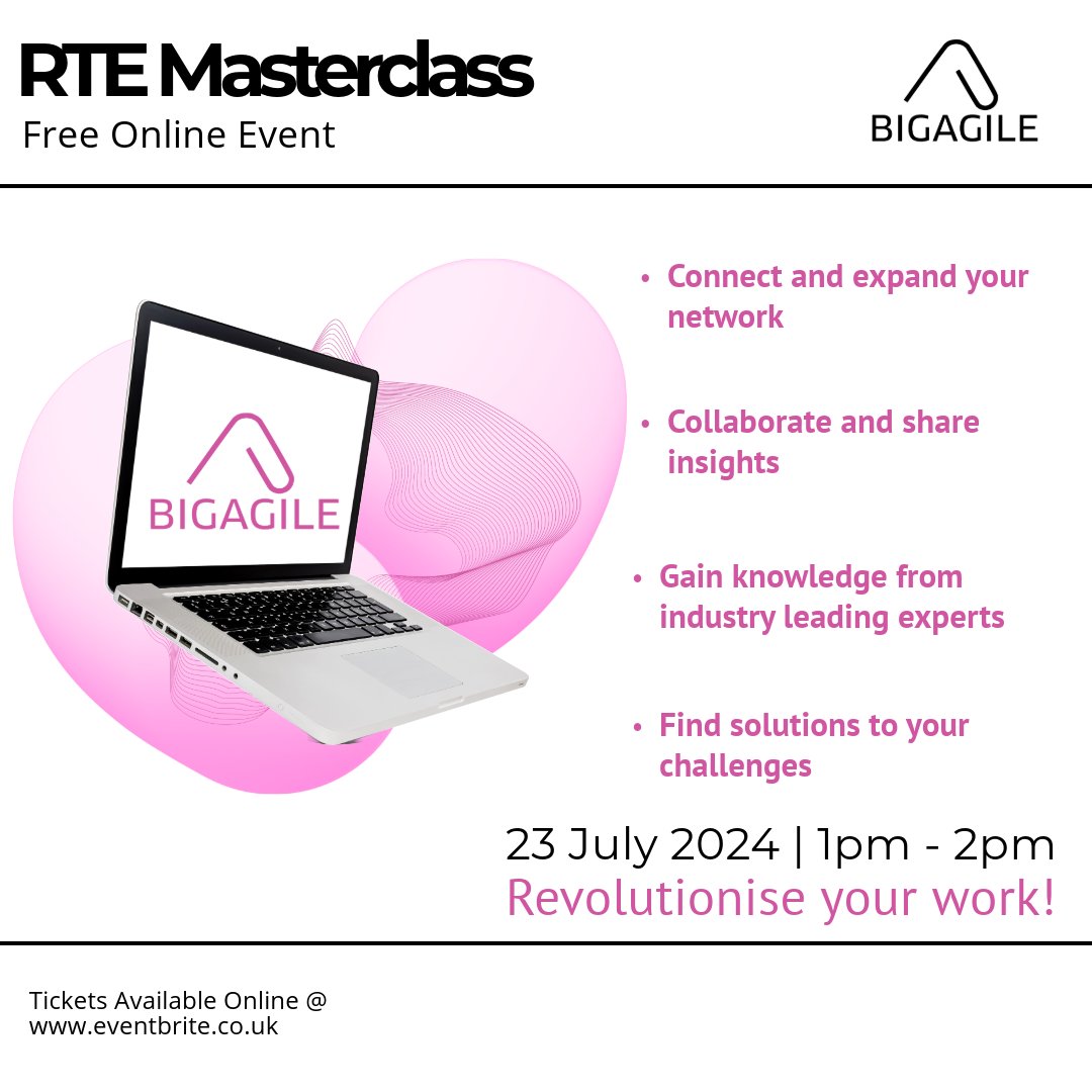 getbigagile's tweet image. 🚀 There are limited spaces left for our RTE Masterclass!🚀
Don't miss out - book your spot now! (only if you are an RTE): eventbrite.co.uk/e/bigagiles-rt…
#Agile #RTE #Releasetrainengineer #Delivery #Agileevents
#agilenetworking #networkingevent #bigagile #agilemethodologies