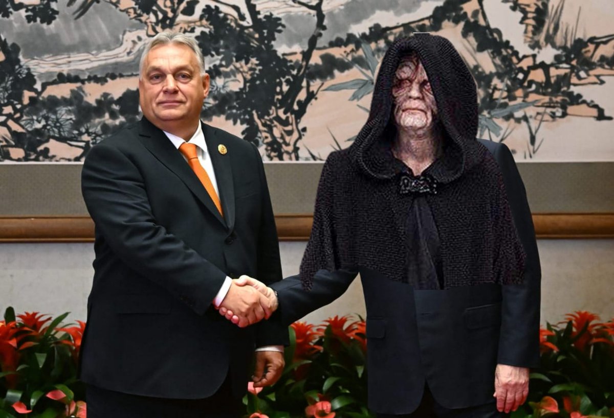 After negotiating with so many peace-loving rulers, Victor Orbán will tomorrow meet with the Chairman of the Galactic Security Council:
Senator Sheev Palpatine from Naboo