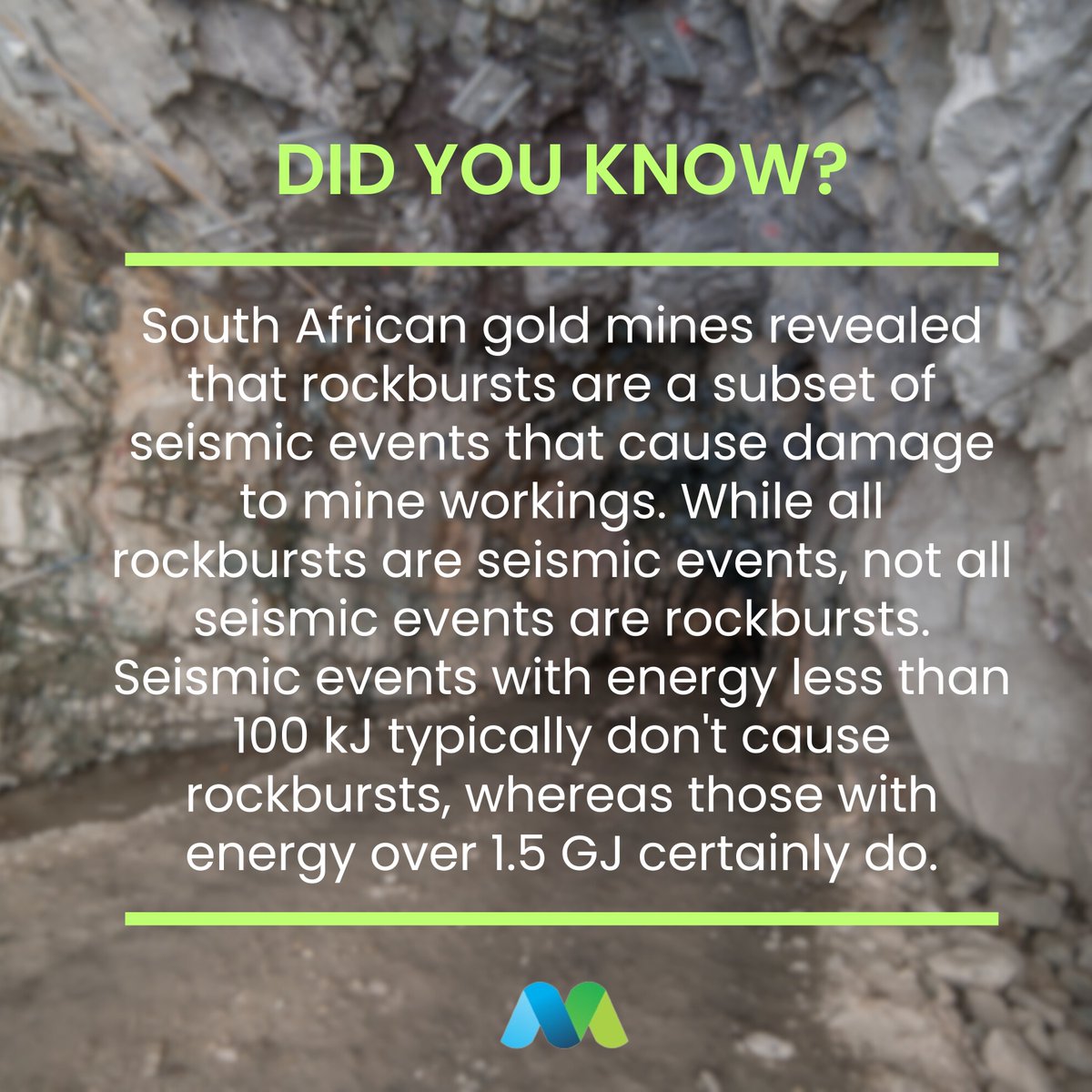 Did you know? All rockbursts are seismic events but not all seismic events are rockbursts.

#AfriMineInsights