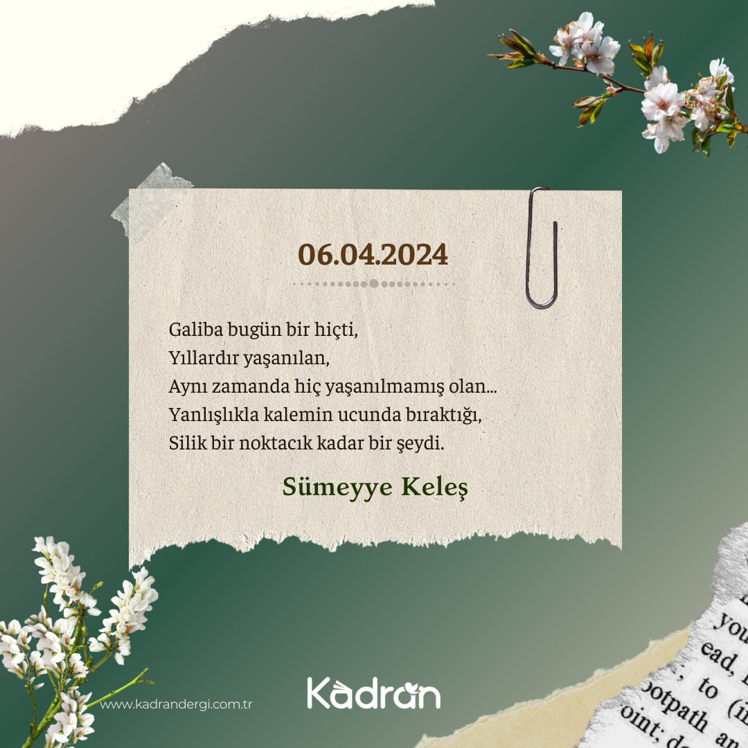 kadrandergi's tweet photo. Sümeyye Keleş - 06.04.2024
| Mayıs-Haziran 2024 / Dize
(https://t.co/y5SlUMx0bW)
#kadrandergi #dize #dergi #edebiyat https://t.co/oMykf71Vif