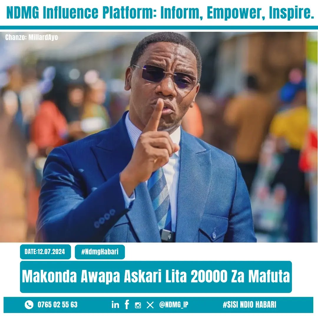 ndmg_ip's tweet photo. Makonda Awapa Askari Lita 20000

Mkuu wa Mkoa wa Arusha, Paul Makonda, ametangaza kugawa lita 20,000 za mafuta kila mwezi kwa vikosi vya ulinzi na usalama ili kuboresha huduma kwa wananchi. 

#NDMG #ULINZINAUSALAMA https://t.co/fqE5uAGW6G