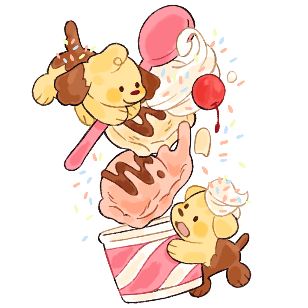 yumbrite's tweet photo. An ice cream sundae with the banana split pups! https://t.co/k1zKW9TFsB