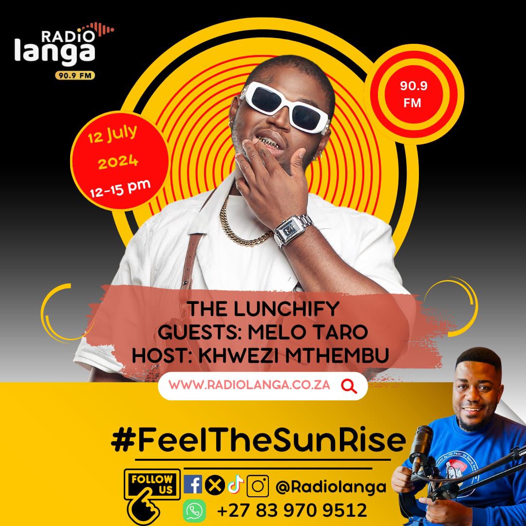 babynoz's tweet photo. Catch @melo6taro live today on Radio Langa's 'The Lunchify'! Bringing the heat to your lunch break. Tune in and vibe with him! 🎤

#RadioLanga #thelunchify  #HipHopLive #radiolanga https://t.co/IQK829qo1Q