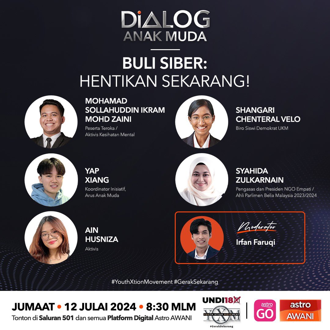 Saksikan <a href="/yapxiang/">yapxiang #PandangKeSabah 🍉</a> Koordinator Inisiatif ARUS Anak Muda malam ini di Astro Awani mengupas isu terkait Buli Siber di Malaysia bersama rakan-rakan belia yang lain!