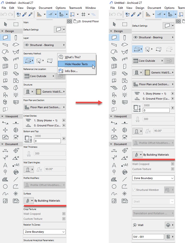 #ArchicadTip: If your Info Box is placed/docked vertically, here is a tip to save space by hiding the Header Texts of Info Box Panels.
community.graphisoft.com/t5/General-dis…