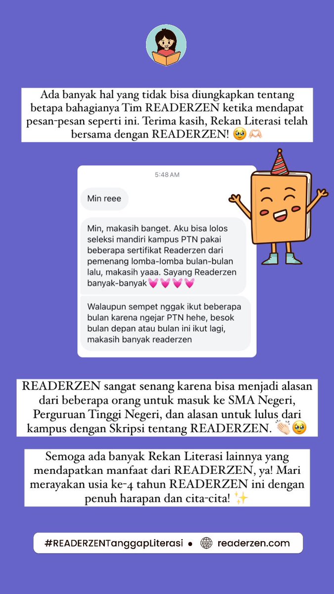 readerzen's tweet photo. Terima kasih, Rekan Literasi! ✨🫶🏻 https://t.co/kw3F05QwPr