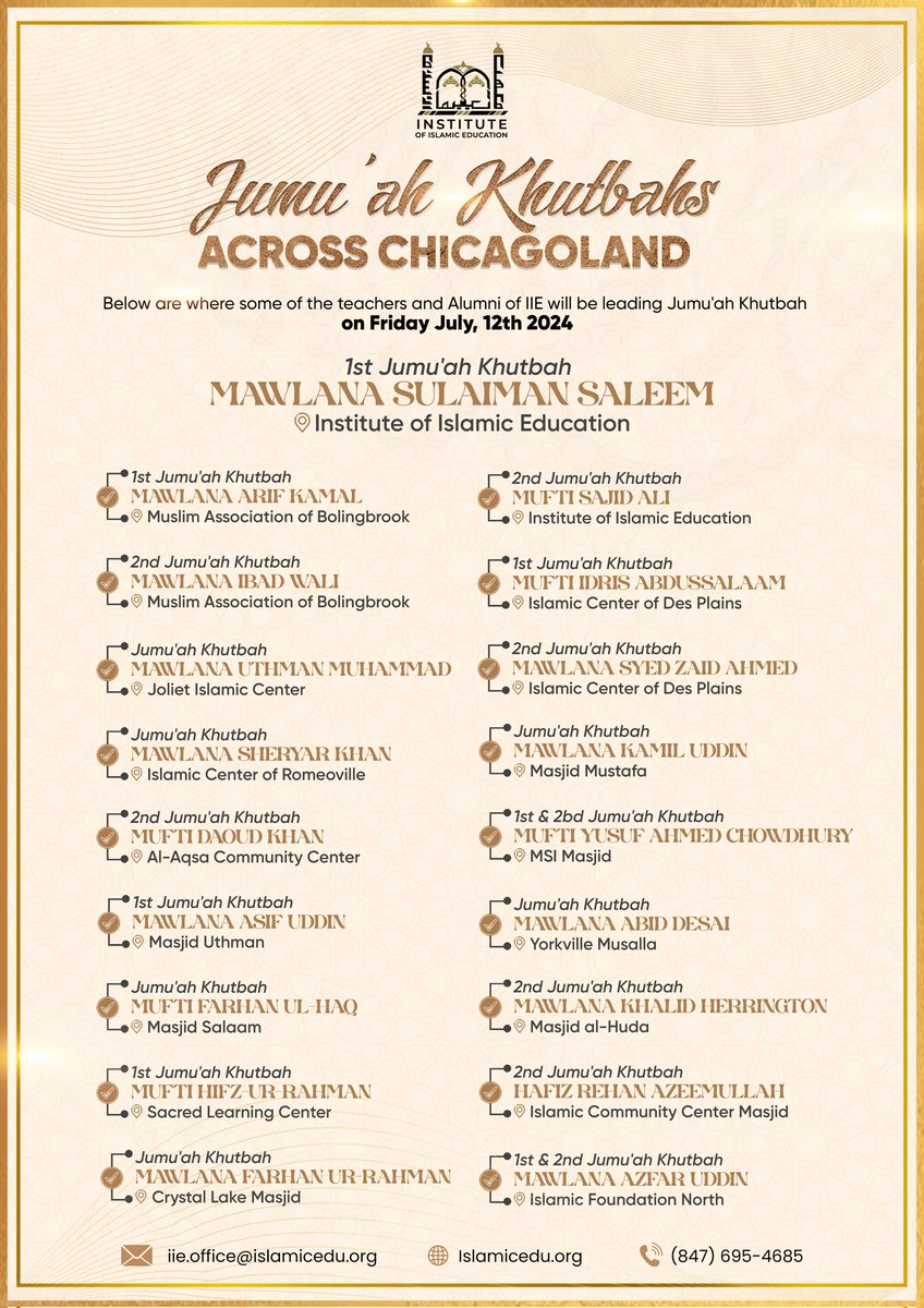 iieonline's tweet photo. Today, IIE alumni will deliver Jumu'ah Khutbahs across Chicago-land, uniting from across the nation to commence the landmark graduation weekend. https://t.co/BD41zgzoEo
